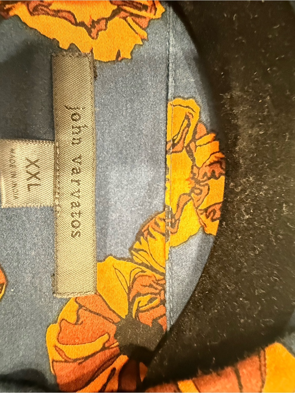 John Varvatos Blue Jeans with Orange Floral Print